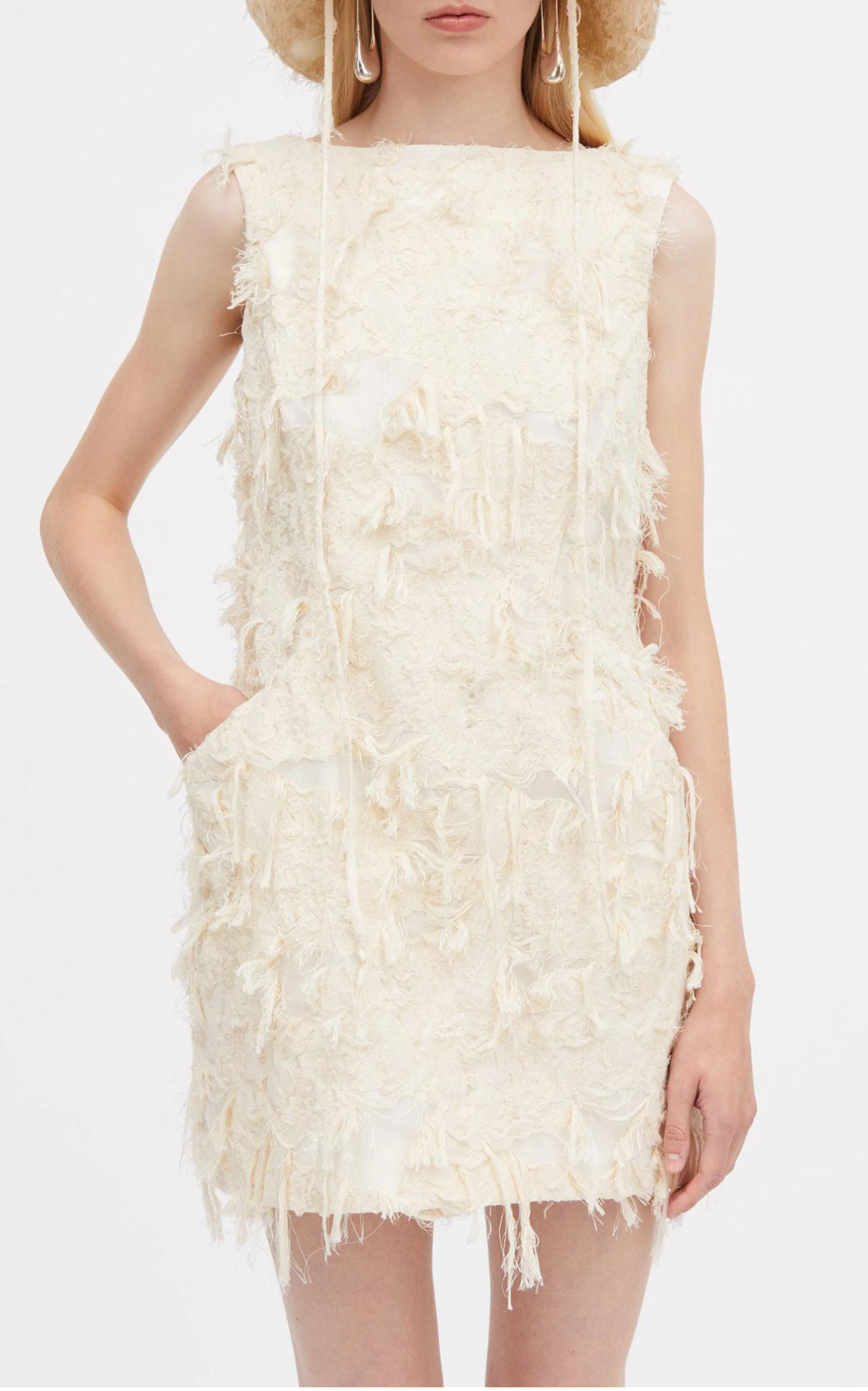 Mark Kenly Domino Tan Dashan Atelier Fringed Jacquard Mini Dress