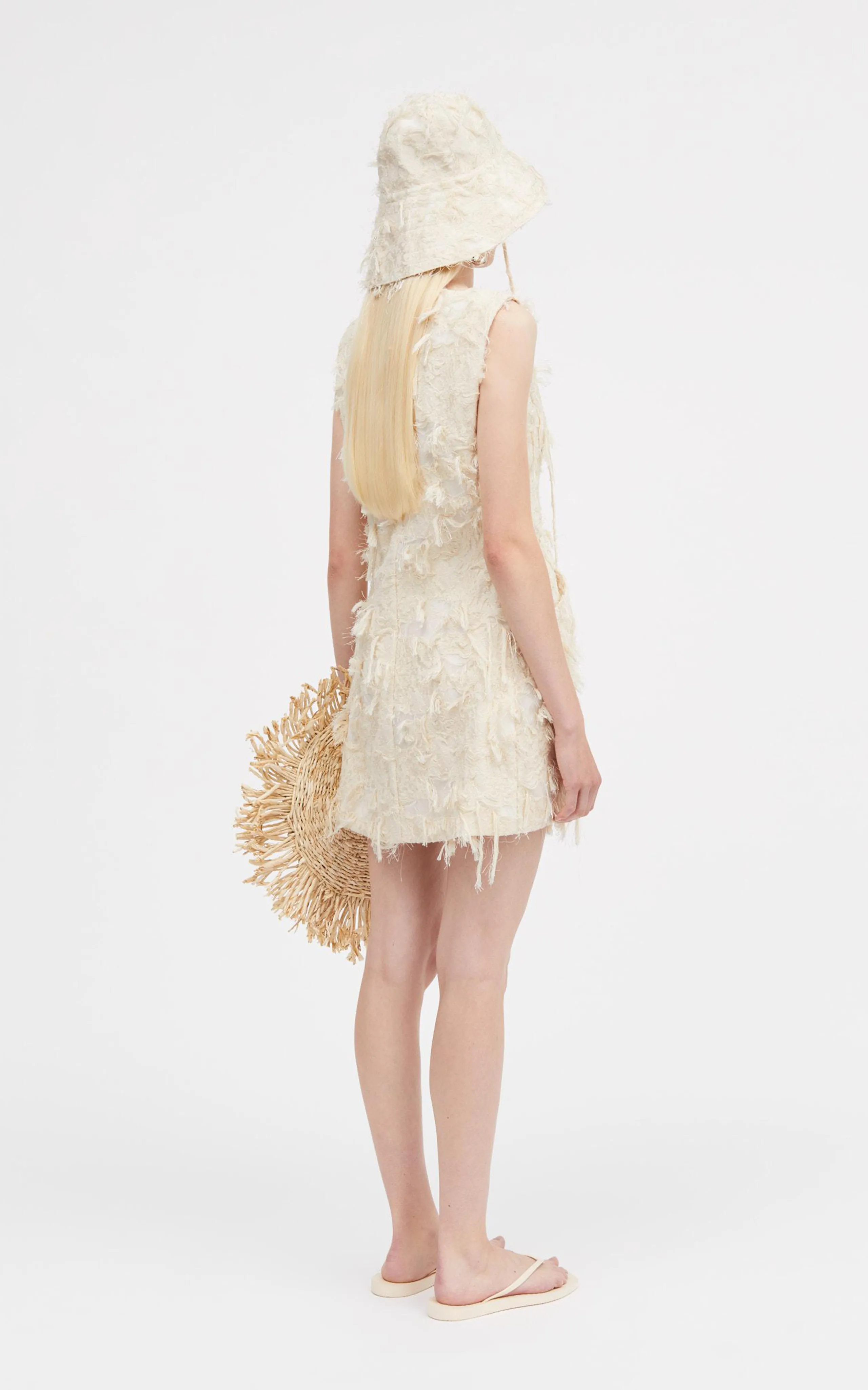 Mark Kenly Domino Tan Dashan Atelier Fringed Jacquard Mini Dress