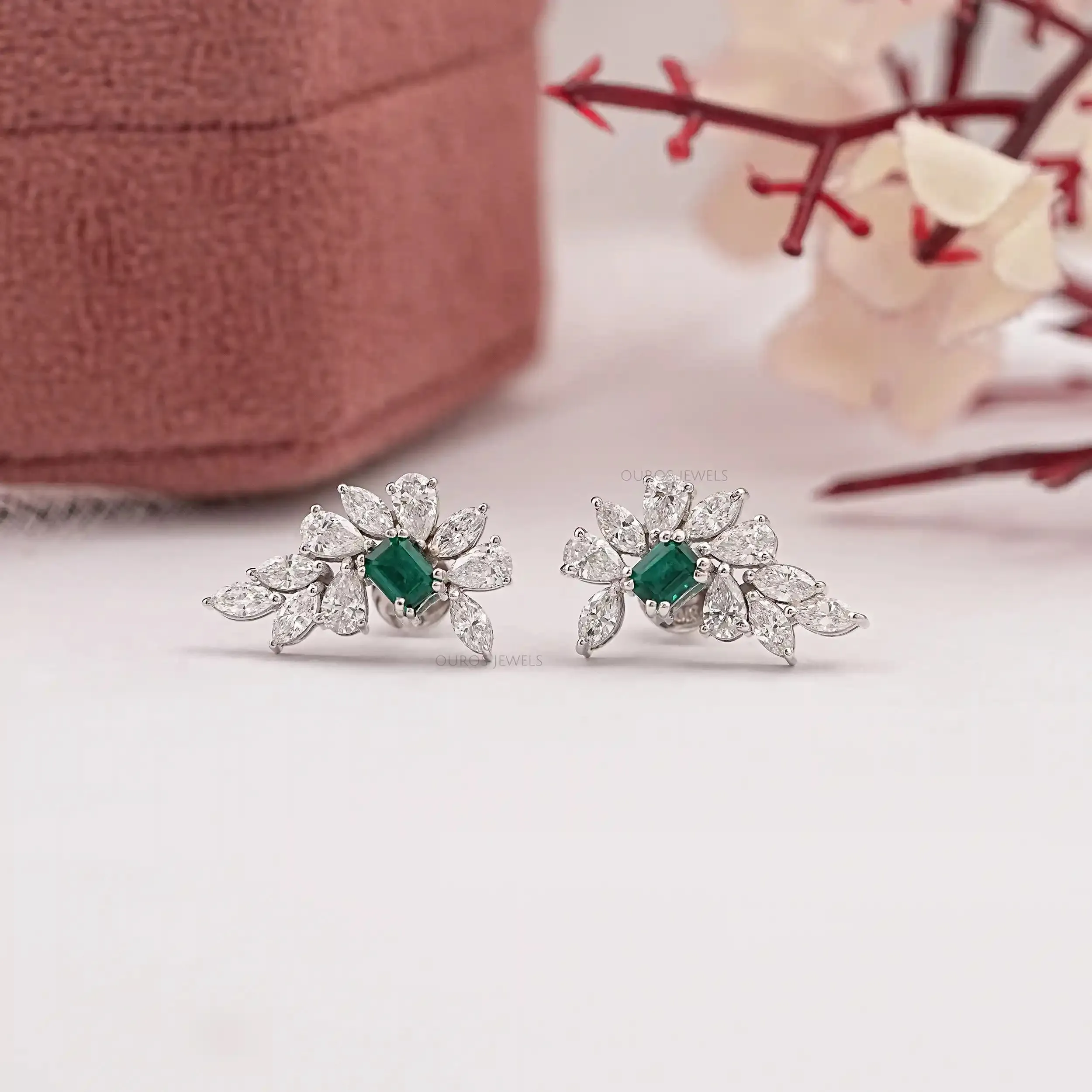 Marquise & Pear Cluster  Diamond Gemstone  Earrings