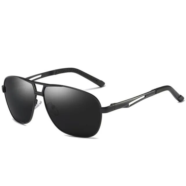 Men's Aluminum Frame UV400 Polarized Anti-reflective Square Sunglasses