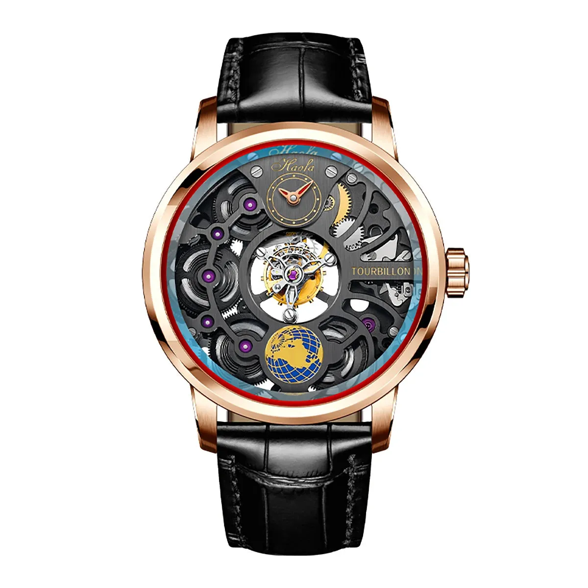 Men's Center Tourbillon Double Skeleton Manual 120H Power Reserve Watch