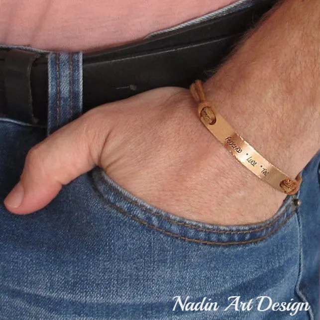 Mens Leather Bracelet - Inspirational Bracelet