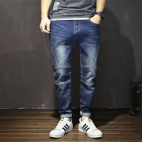 Men's Leisure Style Plus Size High Waist Denim Elasticity Skinny Pants