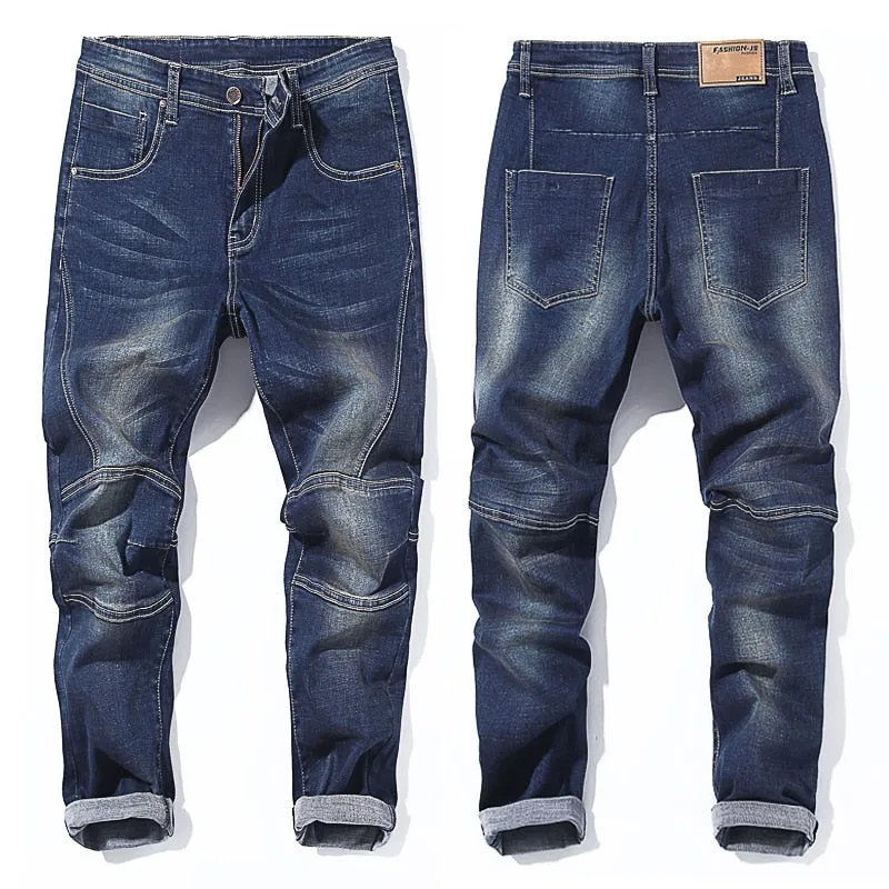 Men's Leisure Style Plus Size High Waist Denim Elasticity Skinny Pants