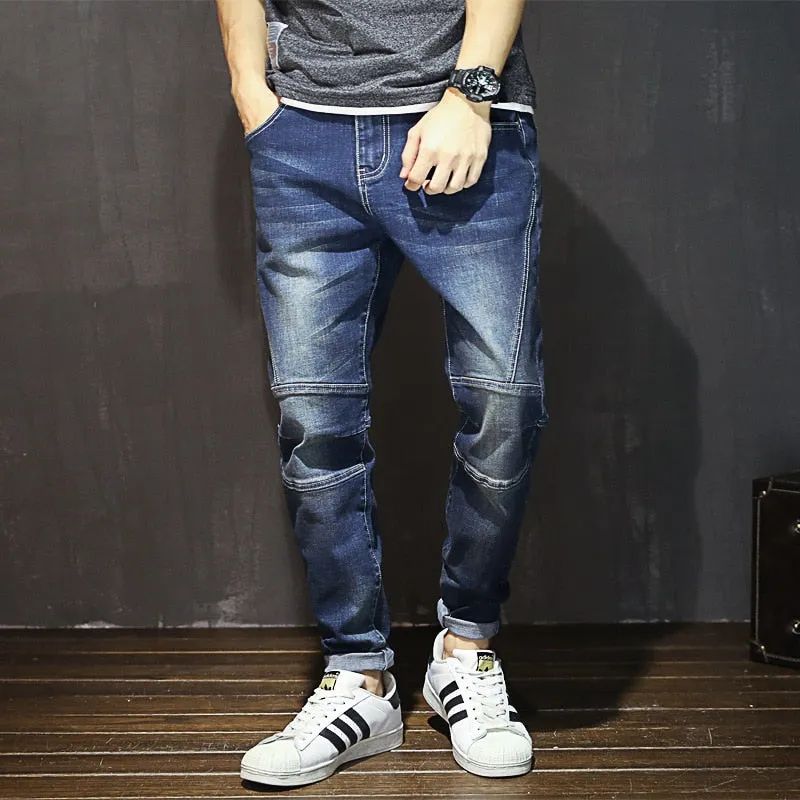 Men's Leisure Style Plus Size High Waist Denim Elasticity Skinny Pants