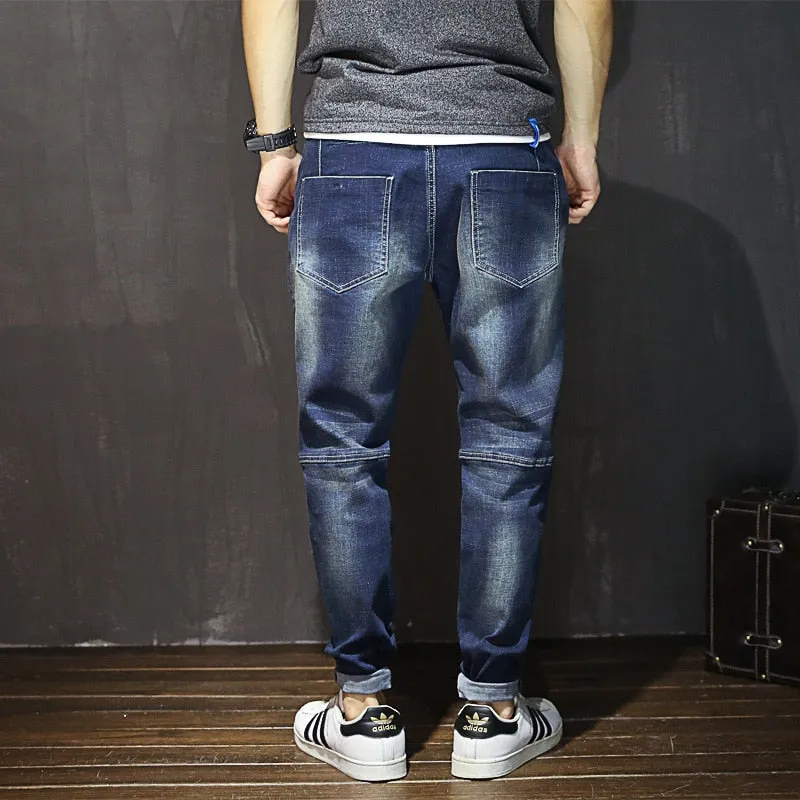 Men's Leisure Style Plus Size High Waist Denim Elasticity Skinny Pants