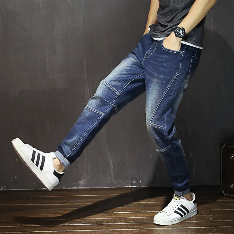 Men's Leisure Style Plus Size High Waist Denim Elasticity Skinny Pants