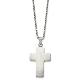 Men's Stainless Steel Brushed Black Oxidized Cross Necklace, 19.75 In