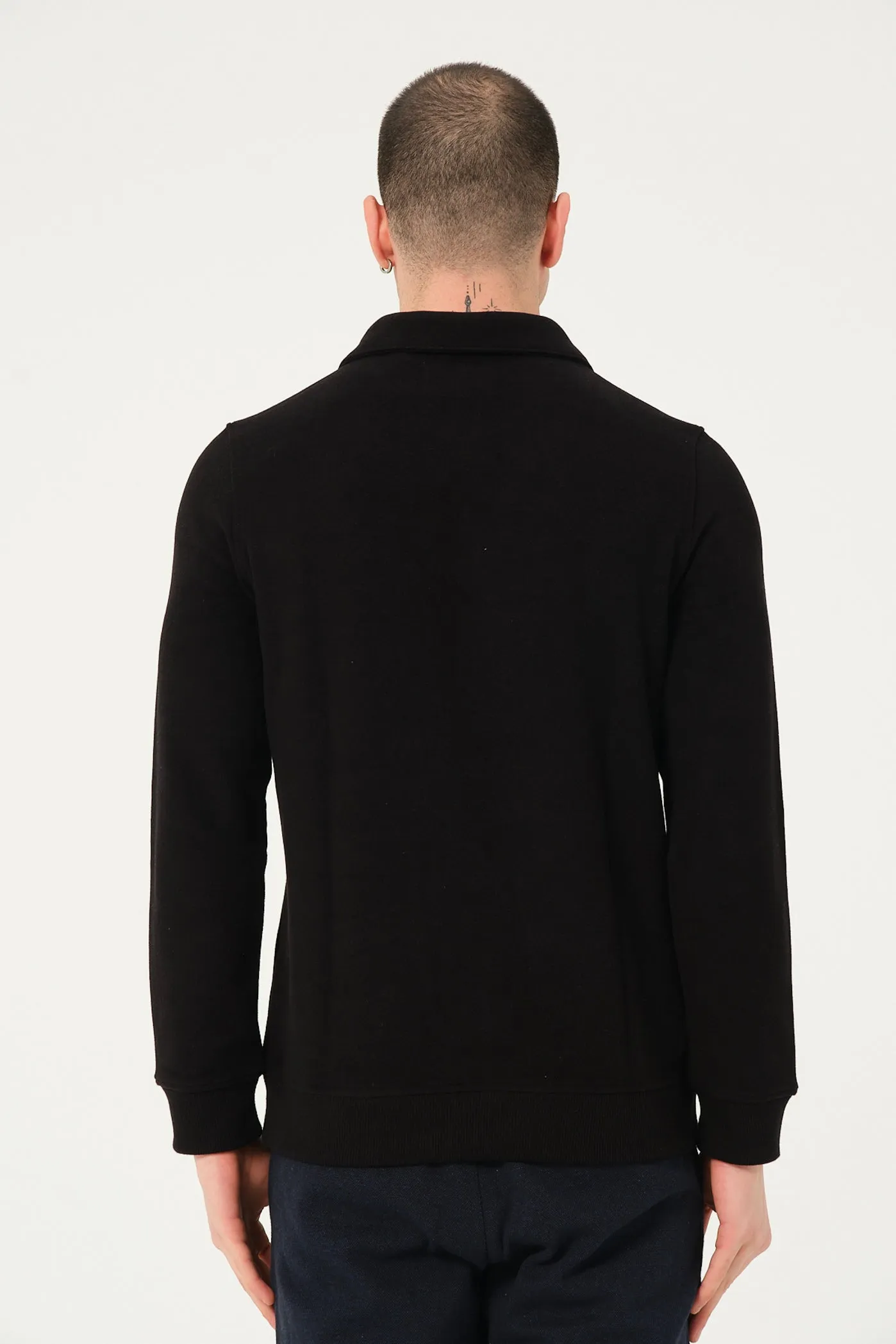 Men's Sweater Black with Half-Zip