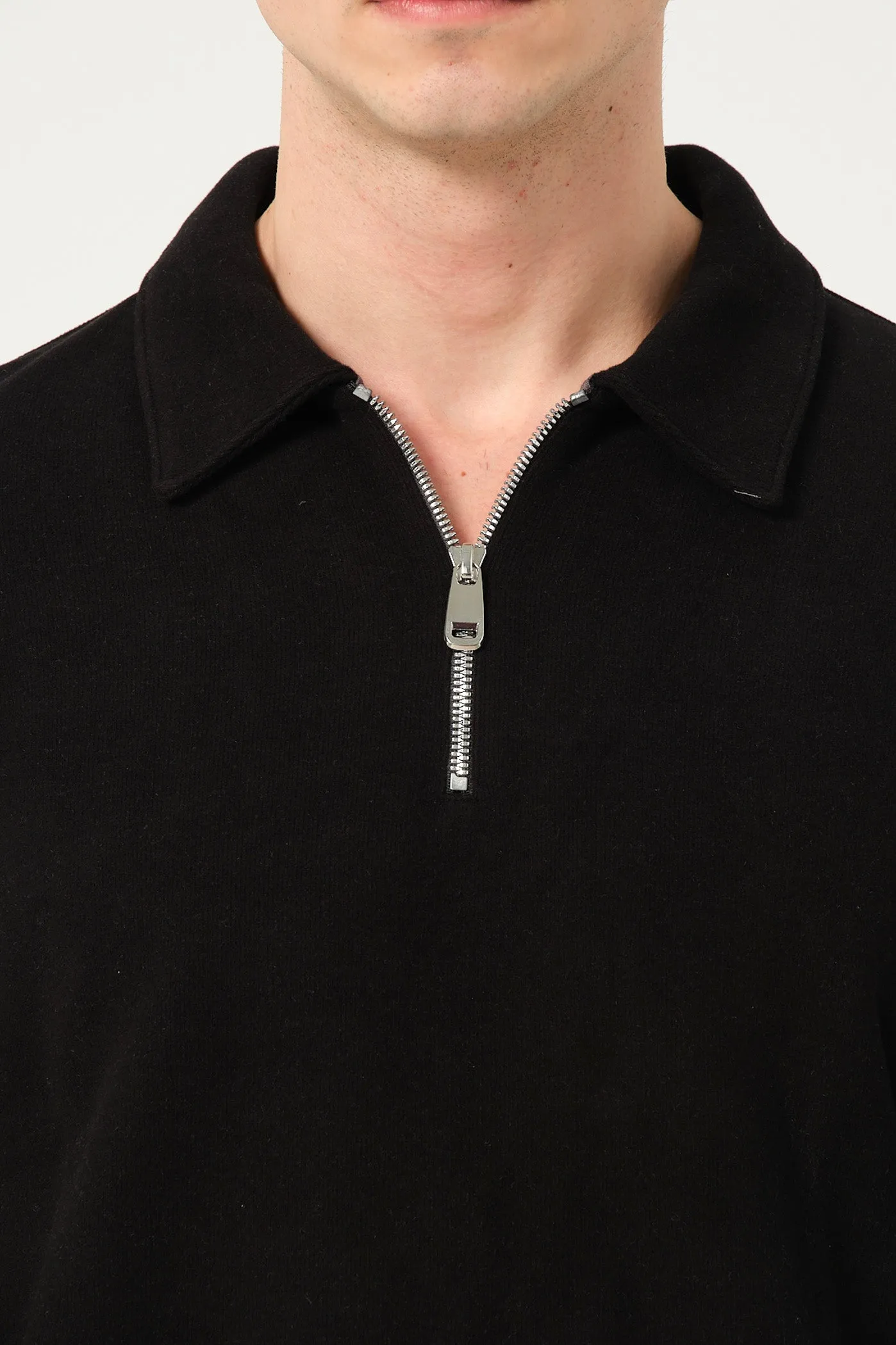 Men's Sweater Black with Half-Zip