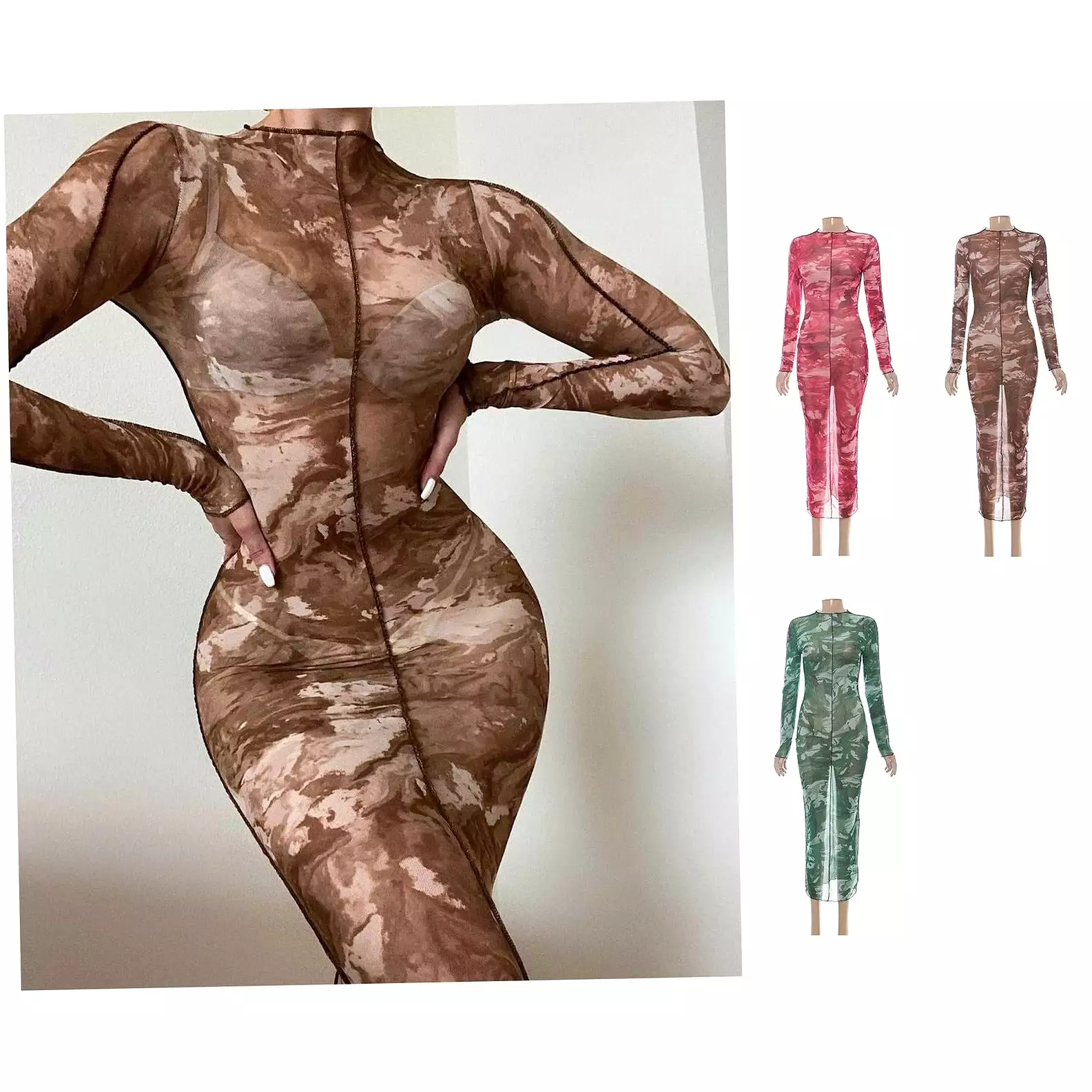 Mesh see-through bodycon dress