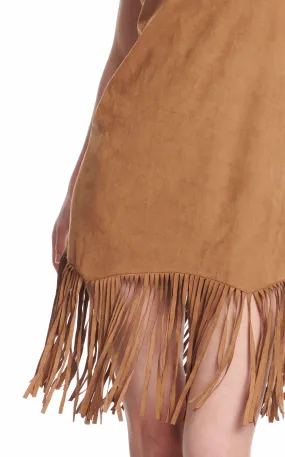 Montana Co Women's Cinnamon Faux Suede Fringed Hem Dress