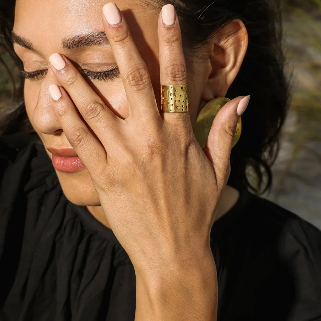 Moon Adjustable Cuff Ring - Brass