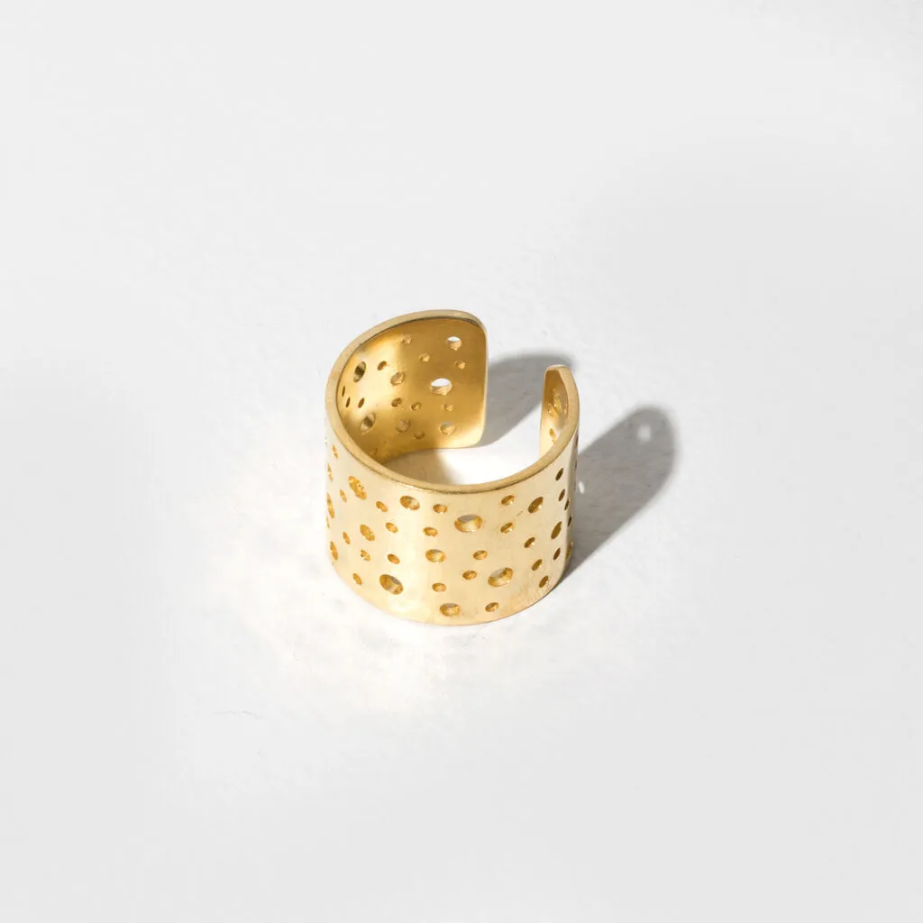 Moon Adjustable Cuff Ring - Brass