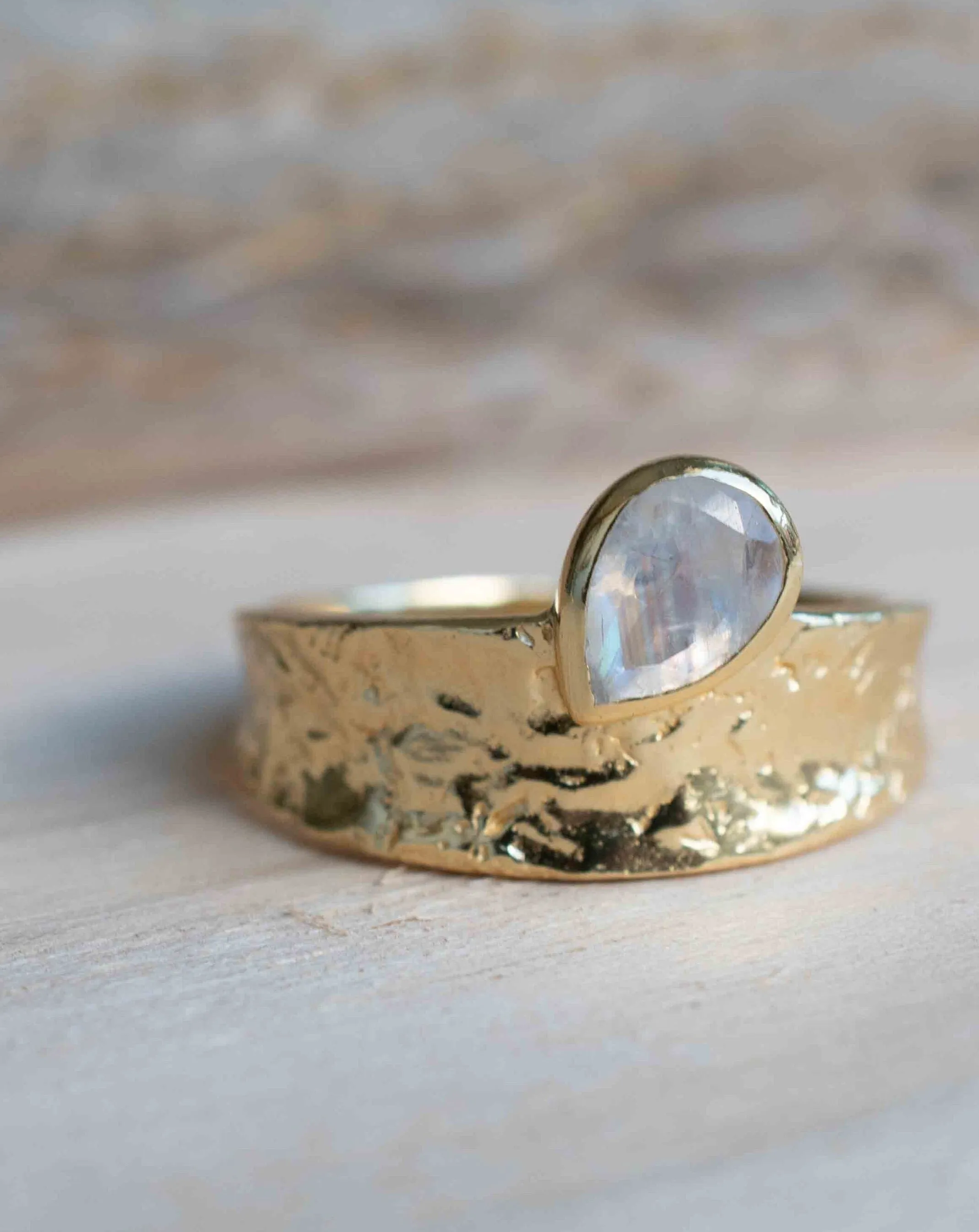 Moonstone Gold Plated Ring *  Statement Ring * Gemstone Ring * Rainbow Moonstone * Gold Ring  * Large Ring Statement * BJR289