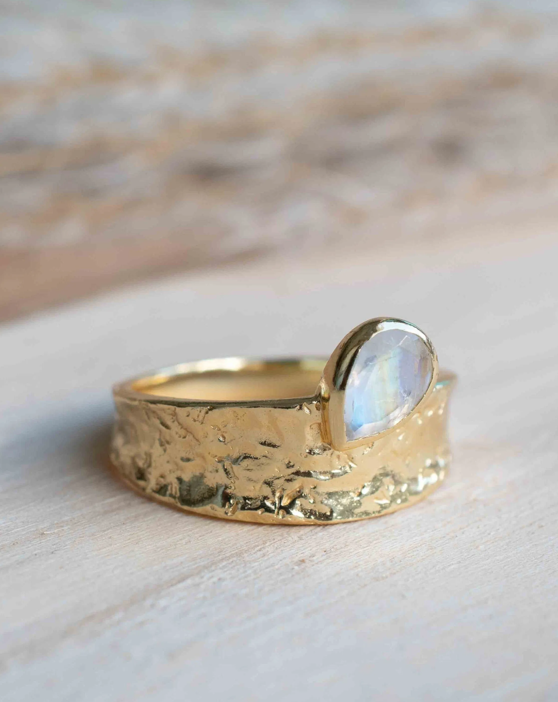 Moonstone Gold Plated Ring *  Statement Ring * Gemstone Ring * Rainbow Moonstone * Gold Ring  * Large Ring Statement * BJR289