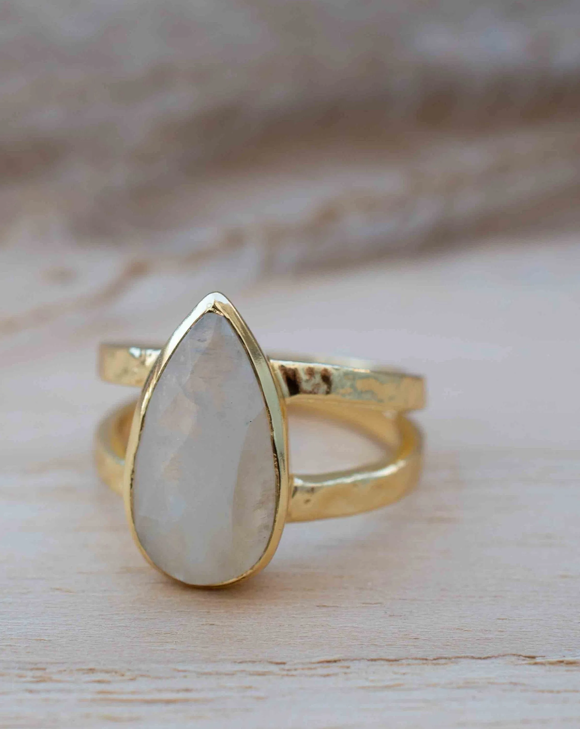 Moonstone Gold Plated Ring *  Statement Ring * Gemstone Ring * Rainbow Moonstone * Gold Ring  * Large Ring Statement * BJR310