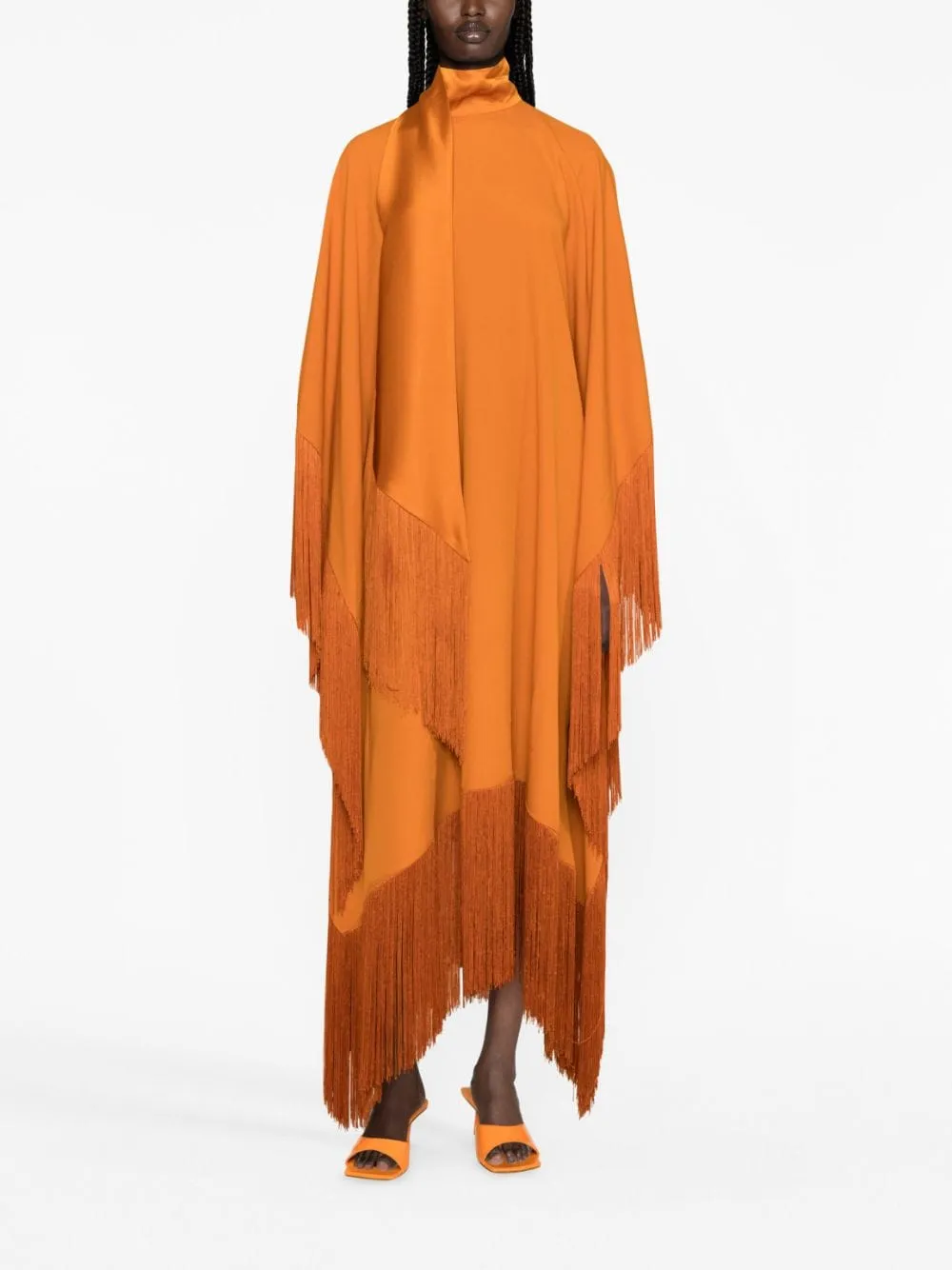 --Mrs Ross fringed crepe kaftan dress-