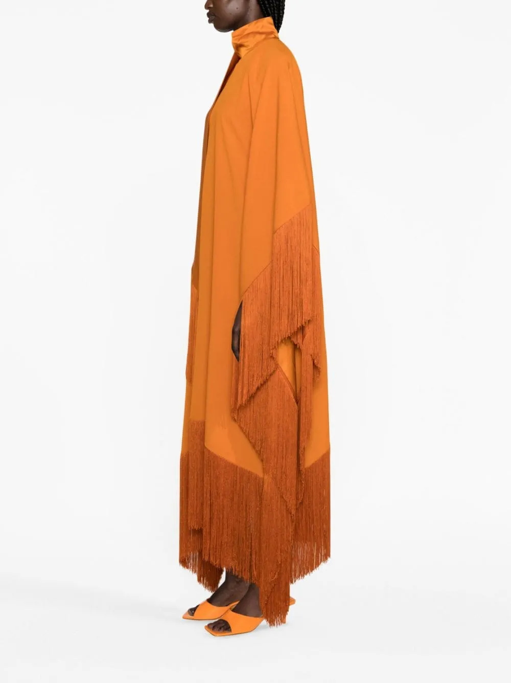 --Mrs Ross fringed crepe kaftan dress-