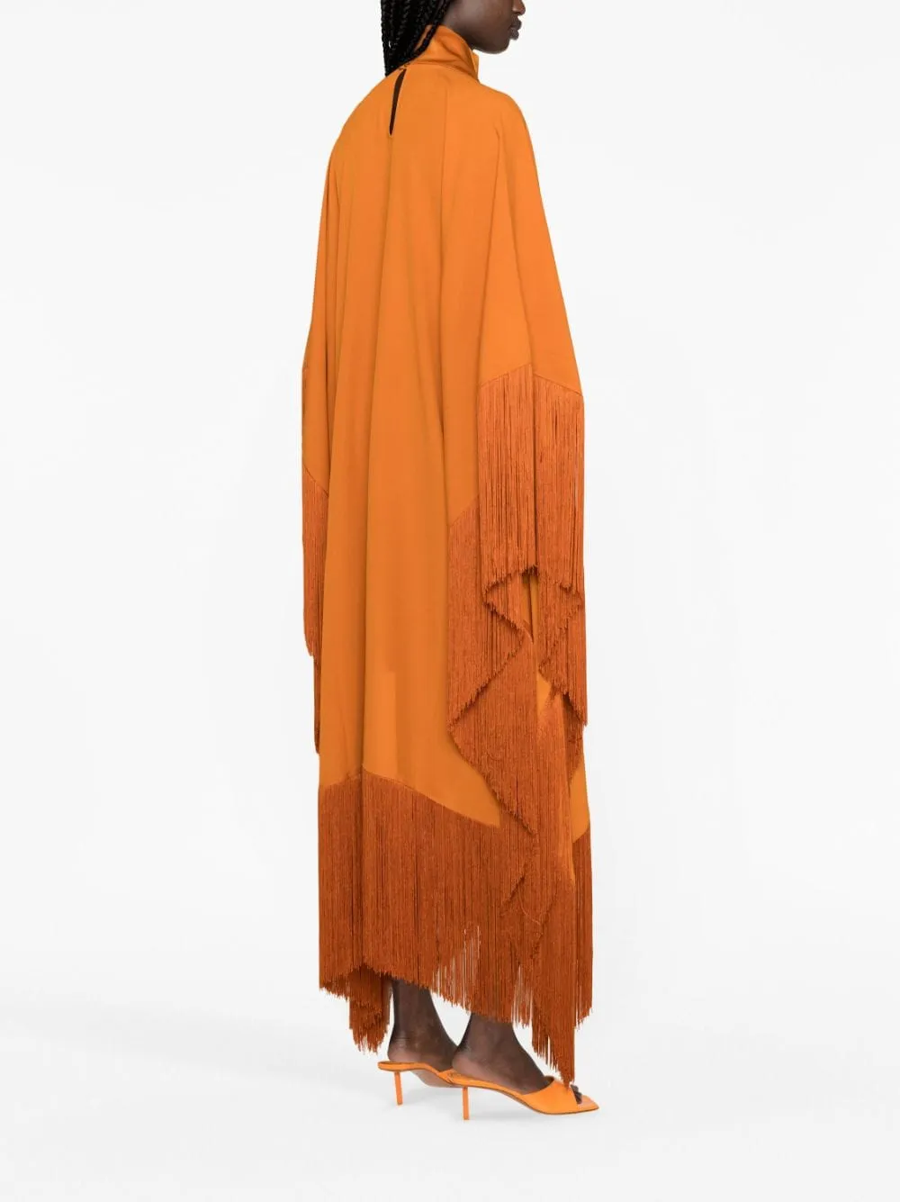 --Mrs Ross fringed crepe kaftan dress-