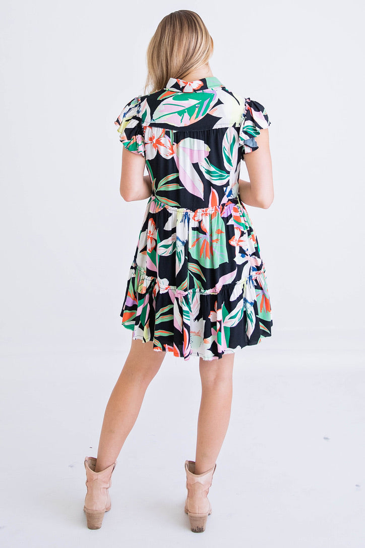 Multi Floral Abstract Dress