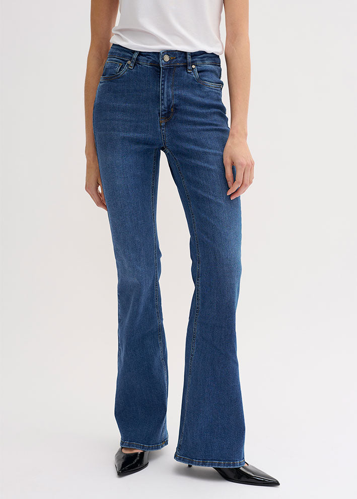 My Essential Wardrobe The Dekota High Bootcut Jeans - Medium Blue Wash