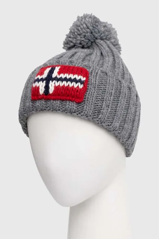 Napapijri wool blend beanie gray color