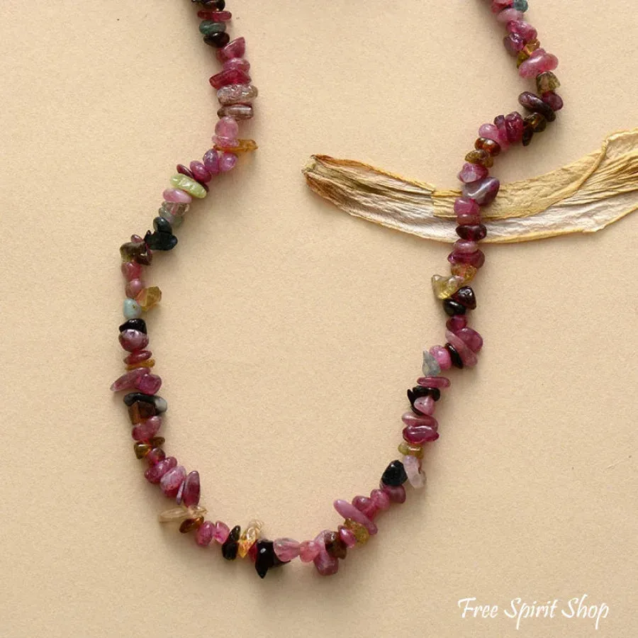 Natural Irregular Pink Tourmaline Beaded Choker Necklace