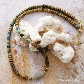 Natural Picture Jasper & Labradorite Minimalist Beaded Choker