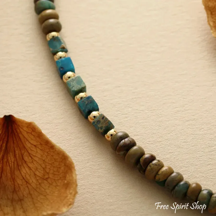 Natural Picture Jasper & Labradorite Minimalist Beaded Choker