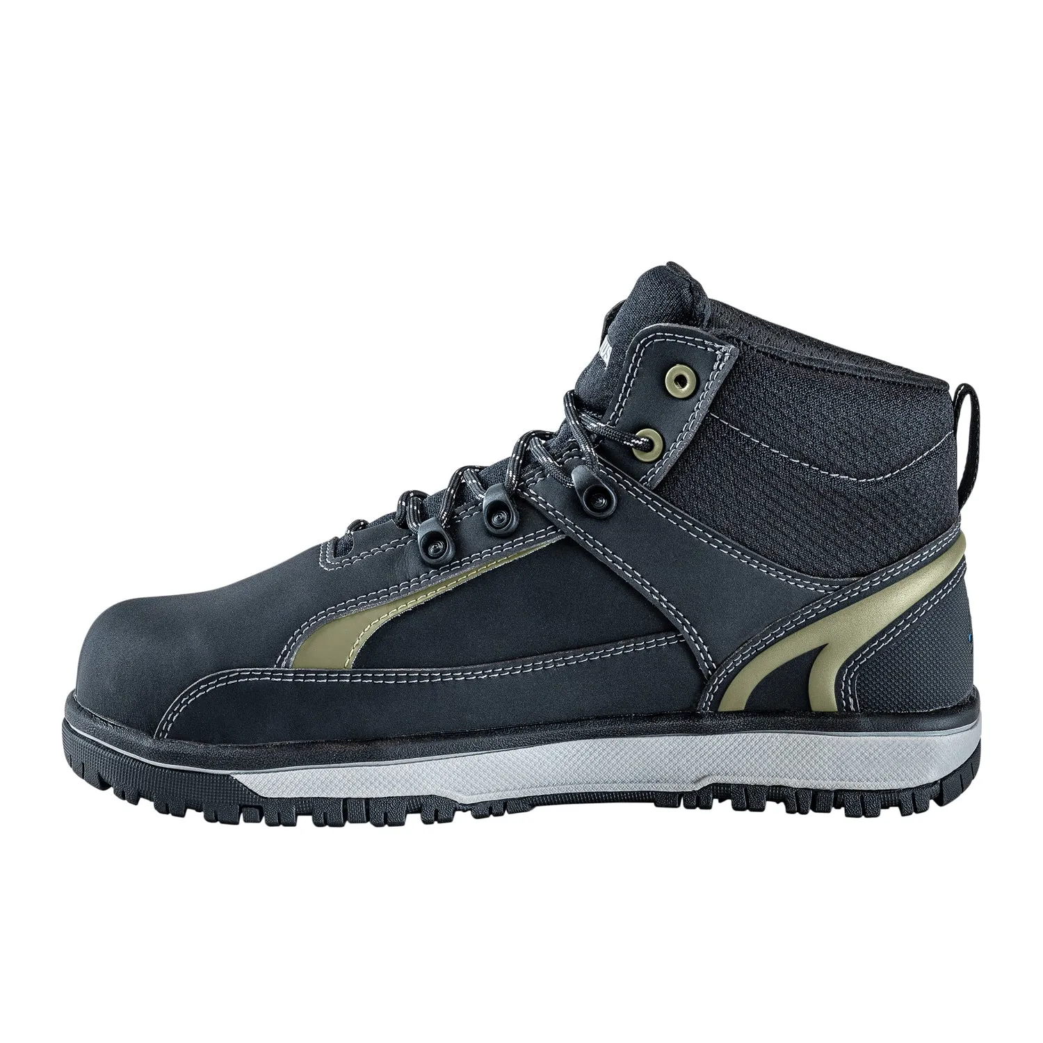 Nautilus Mens Urban Mid MetGuard Black/Olive Faux Leather Work Boots