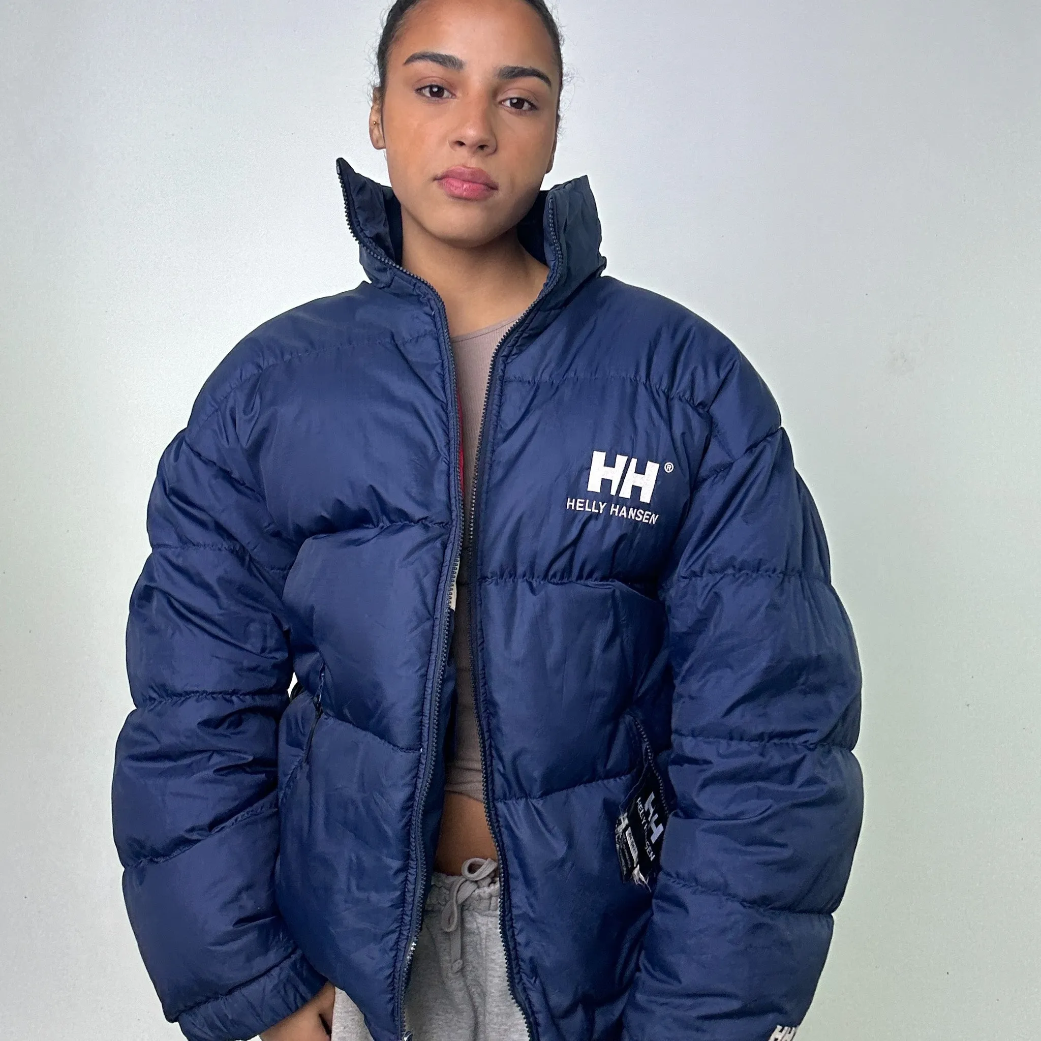 Navy Blue 90s Helly Hansen Reversible Puffer Jacket Coat (L)