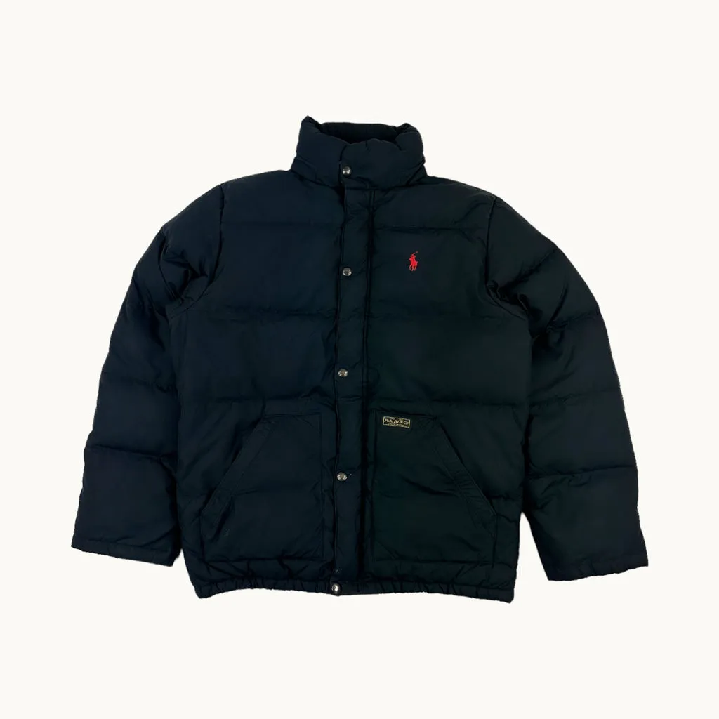 Navy Blue 90s Polo Ralph Lauren Puffer Jacket Coat (S)