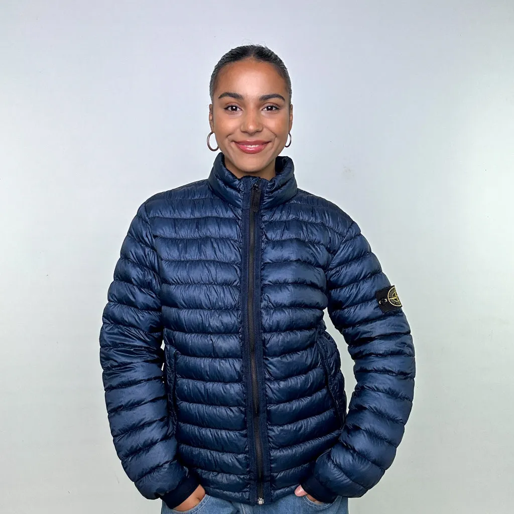 Navy Blue A/W 14 Stone Island Garment Dyed Down Puffer Jacket Coat (S)