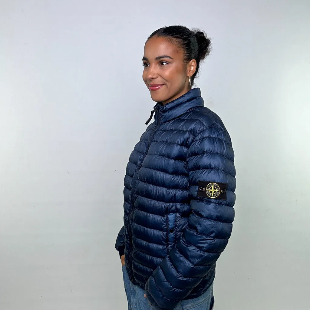 Navy Blue A/W 14 Stone Island Garment Dyed Down Puffer Jacket Coat (S)