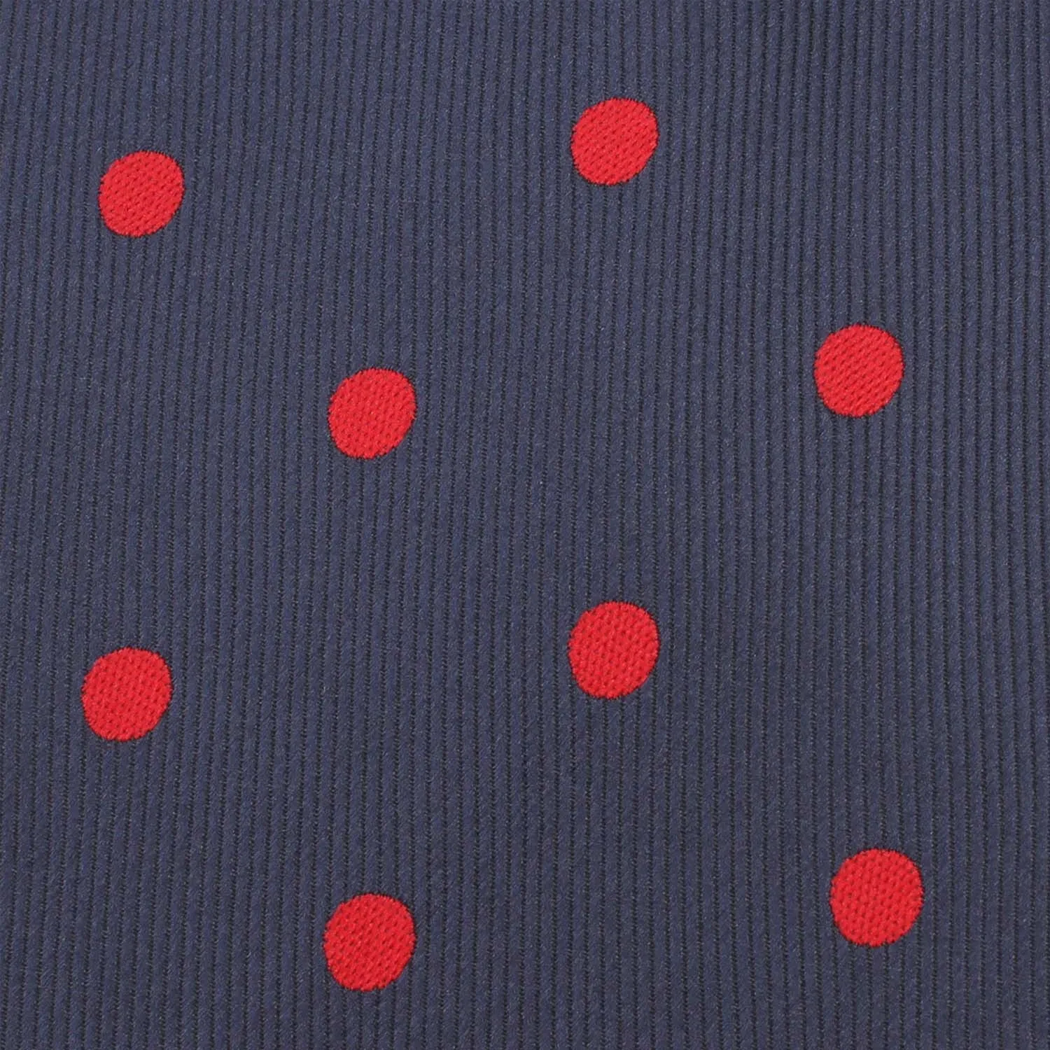 Navy Blue Pocket Square with Red Polka Dots