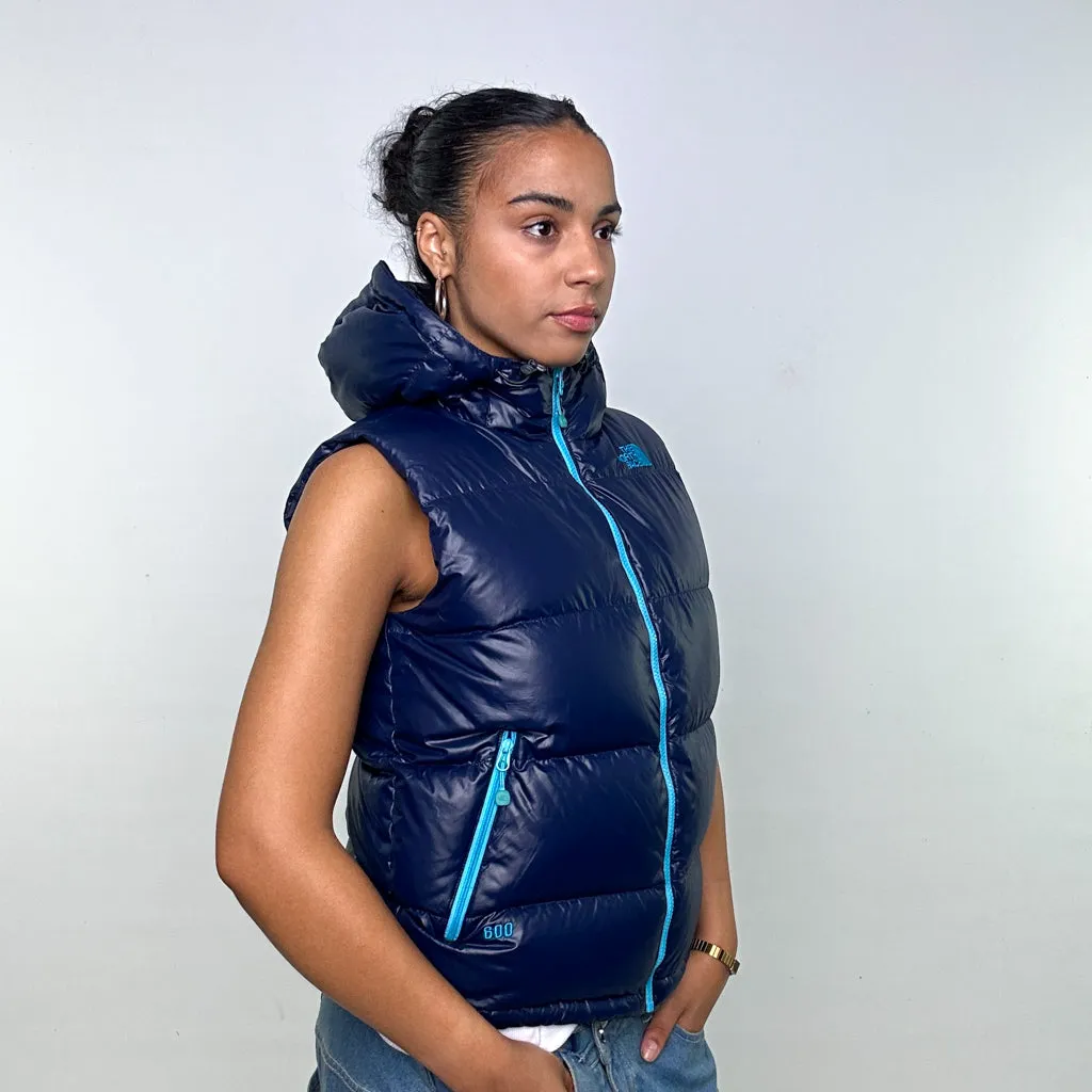 Navy Blue y2ks The North Face 600 Down Fill Puffer Jacket Coat Gilet (S)