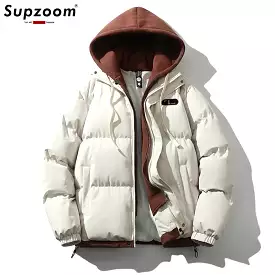 New Arrival Casual Fashion Mens Winter Trendy Fake Two-piece Hooded Bread Suit Couple Cotton-padded Jackets And Coats