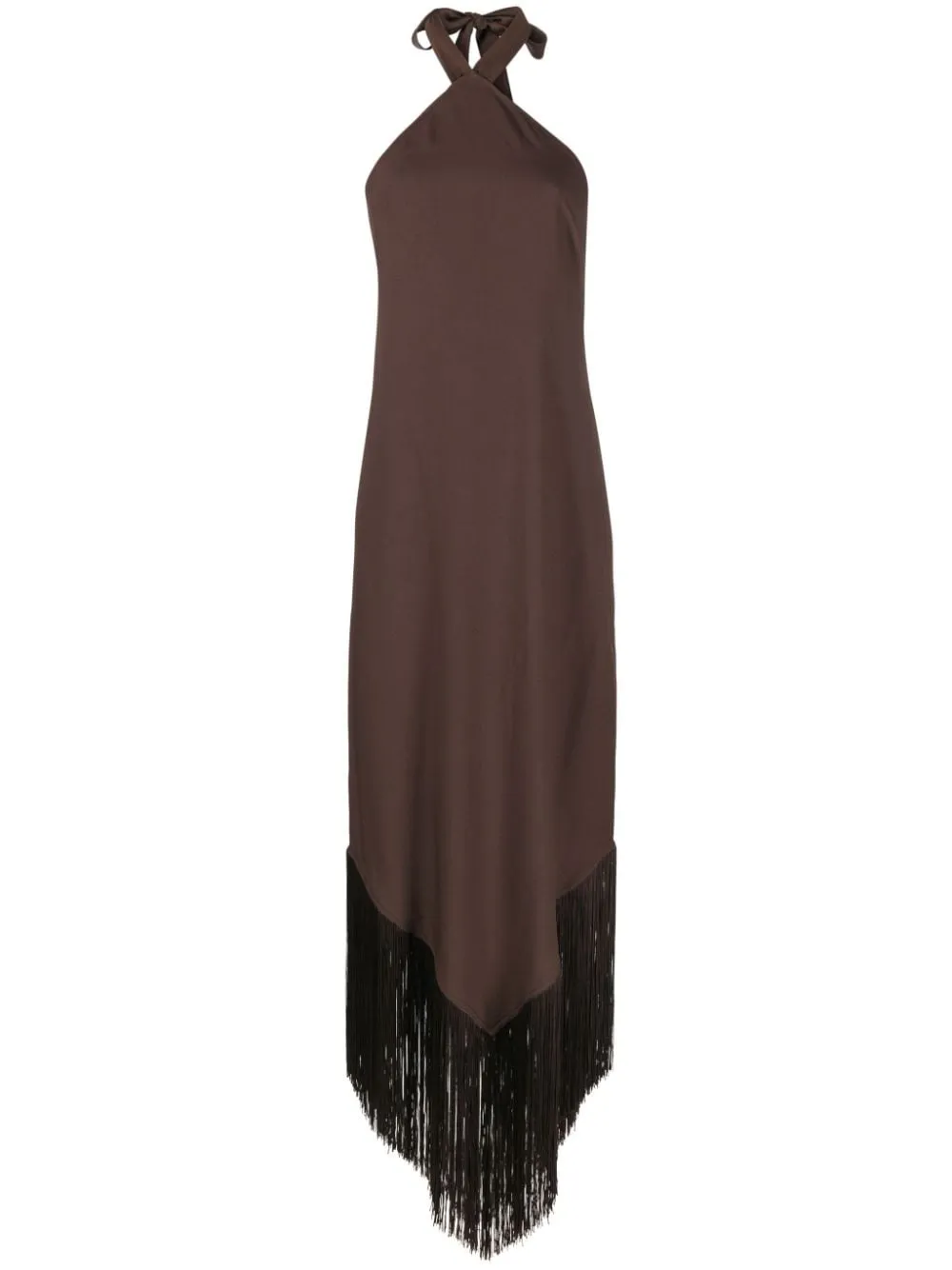 --Nina fringed halterneck maxi dress-