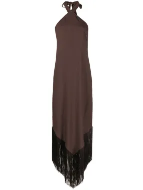 --Nina fringed halterneck maxi dress-