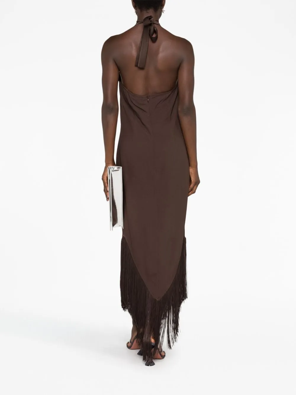 --Nina fringed halterneck maxi dress-