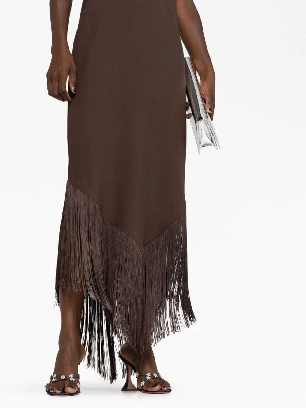 --Nina fringed halterneck maxi dress-