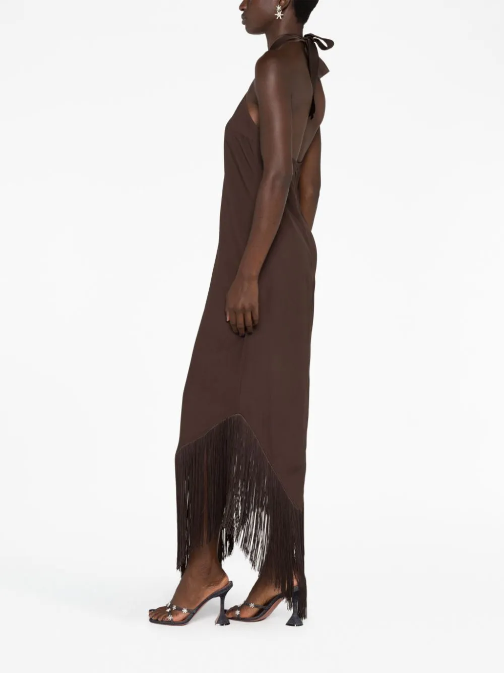 --Nina fringed halterneck maxi dress-