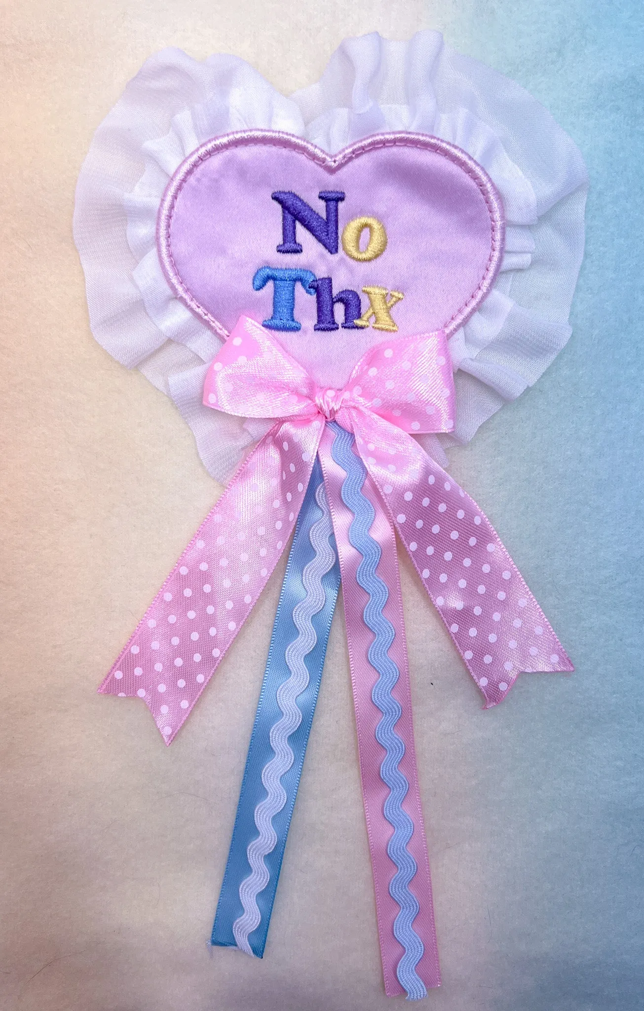 No Thx 2-Way Satin Brooch