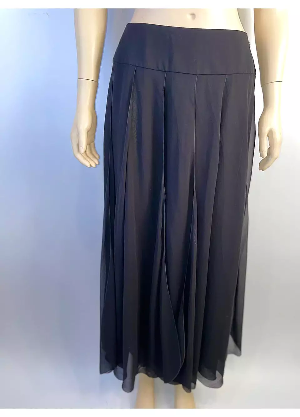 NWT Chanel 00S, 2000 Summer black long chiffon skirt FR 40