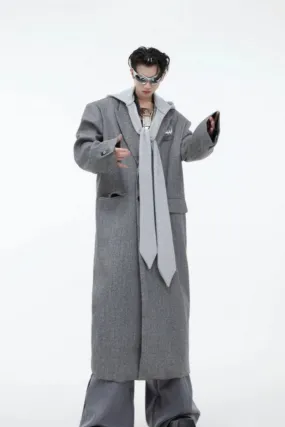 Oversized Hooded Wool Long Coat