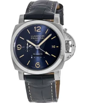 Panerai Luminor GMT 10 Days Blue Dial Leather Strap Men's Watch PAM00986