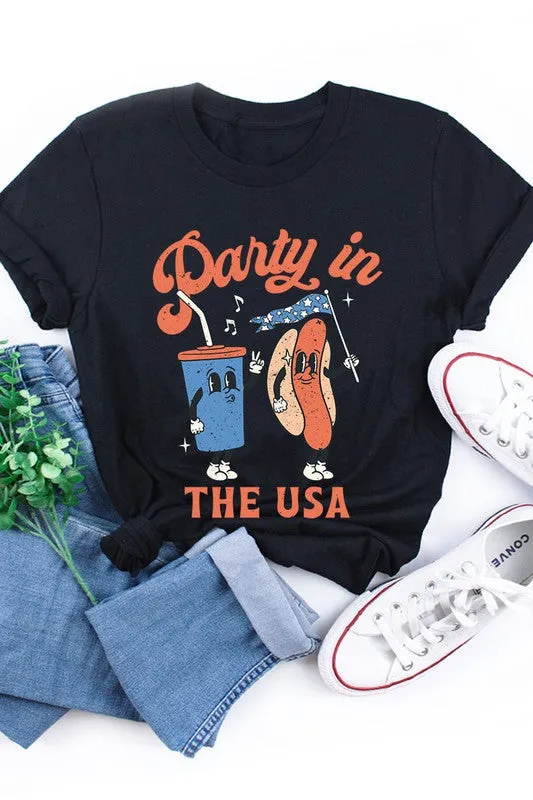 Party in the USA Hotdog Short Sleeve Tee