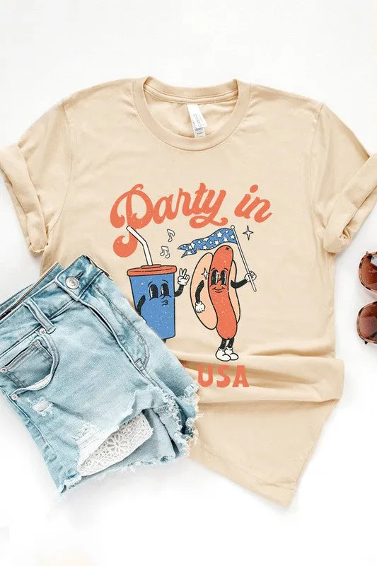 Party in the USA Hotdog Short Sleeve Tee