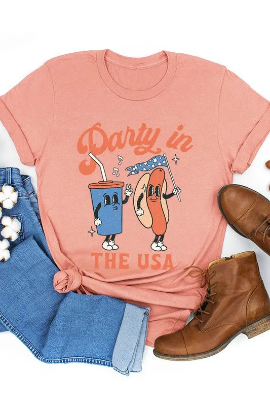 Party in the USA Hotdog Short Sleeve Tee